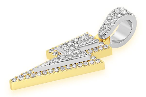 Lightning Bolt Diamond Pendant 14K Solid Gold - 0.4 CTW