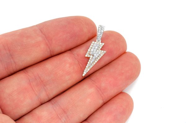 Lightning Bolt Diamond Pendant 14K Solid Gold - 0.4 CTW