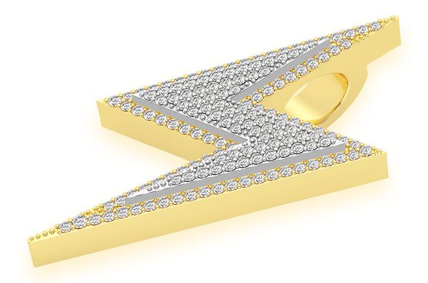 Lightning Bolt Diamond Pendant 14K Solid Gold - 0.65 CTW