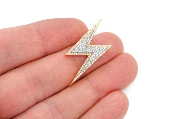 Lightning Bolt Diamond Pendant 14K Solid Gold - 0.65 CTW
