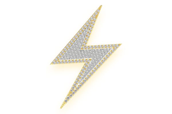 Lightning Bolt Diamond Pendant 14K Solid Gold - 0.65 CTW