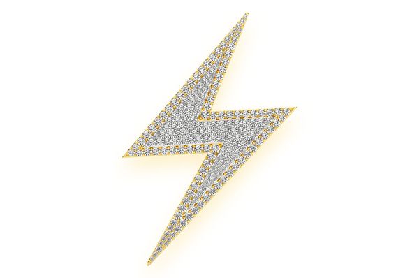 Lightning Bolt Double Layer Pendant 14k Solid Gold - 4.0 CTW
