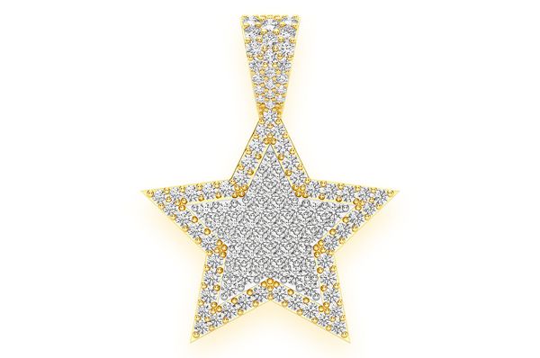 Star Double Layer Diamond Pendant 14K Solid Gold - 1.00 CTW