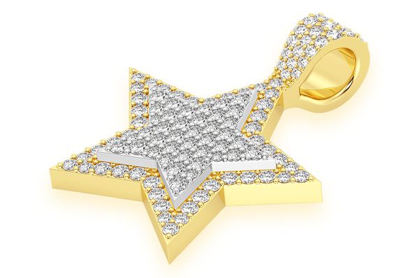 Star Double Layer Diamond Pendant 14K Solid Gold - 1.00 CTW