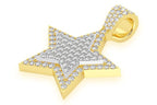 Star Double Layer Diamond Pendant 14K Solid Gold - 1.00 CTW