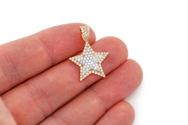 Star Double Layer Diamond Pendant 14K Solid Gold - 1.00 CTW