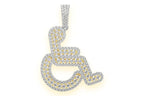Wheelchair Double Layer Diamond Pendant 14K Solid Gold - 4.00 CTW
