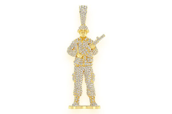 Soldier Diamond Pendant 14K Solid Gold - 7.00 CTW