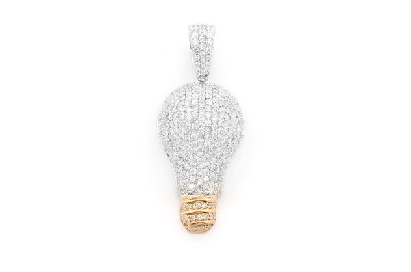 Light Bulb Diamond Pendant 14K Solid Gold - 2.75 CTW