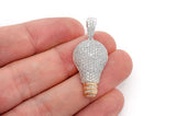 Icy 14K Solid Gold Light Bulb Pendant