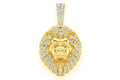 Lion Head Diamond Pendant 14K Solid Gold - 0.50 CTW
