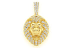 Lion Head Diamond Pendant 14K Solid Gold - 0.50 CTW