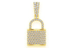 Lock Diamond Pendant 14k Solid Gold - 0.50 CTW