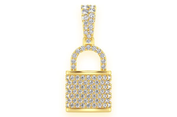 Lock Diamond Pendant 14k Solid Gold - 0.50 CTW