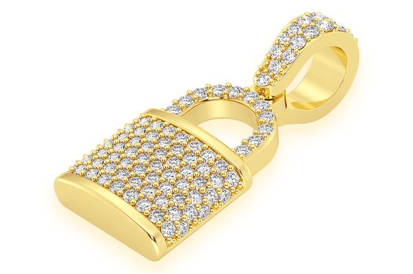 Lock Diamond Pendant 14k Solid Gold - 0.50 CTW