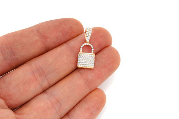Lock Diamond Pendant 14k Solid Gold - 0.50 CTW