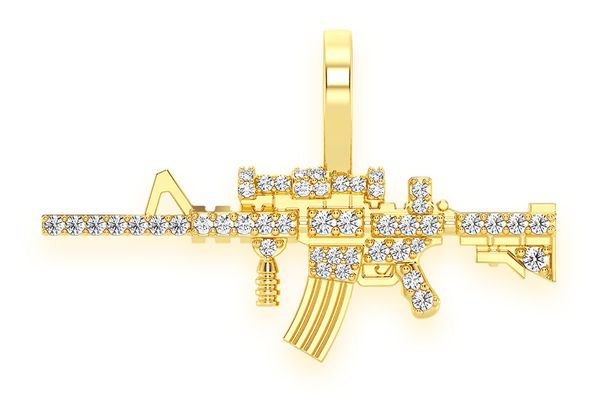 M16 Diamond Pendant 14k Solid Gold - 0.25 CTW