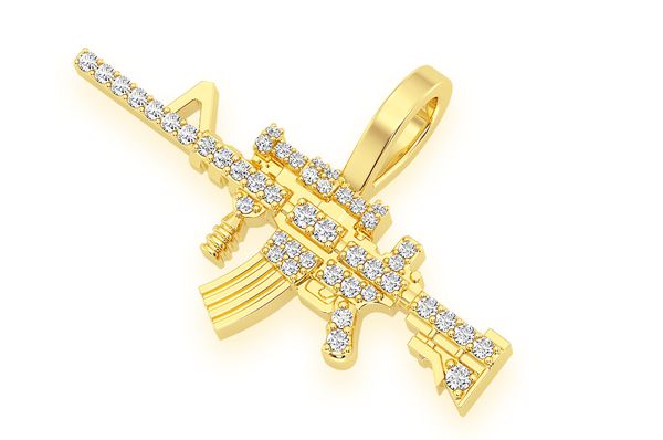 M16 Diamond Pendant 14k Solid Gold - 0.25 CTW