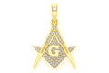 Men's Masonic Symbol F Freemason 925 Silver Diamond Pendant - 0.45 CTW