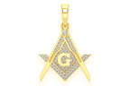 Men's Masonic Symbol F Freemason 925 Silver Diamond Pendant - 0.45 CTW