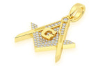 Men's Masonic Symbol F Freemason 925 Silver Diamond Pendant - 0.45 CTW