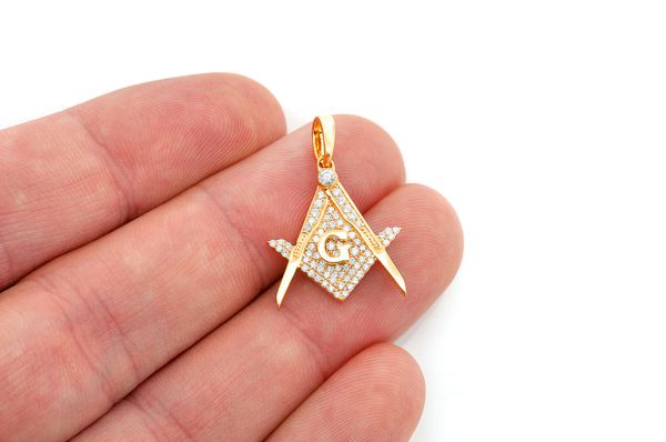 Men's Masonic Symbol F Freemason 925 Silver Diamond Pendant - 0.45 CTW