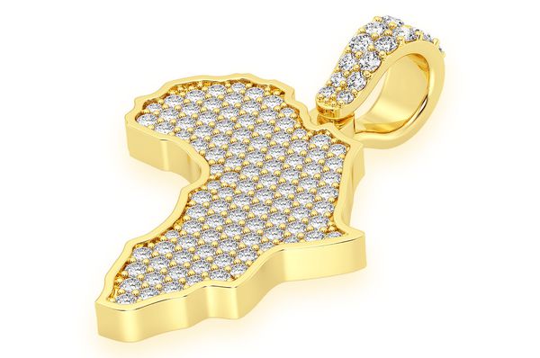 Africa Diamond Pendant 14k Solid Gold - 1.10 CTW