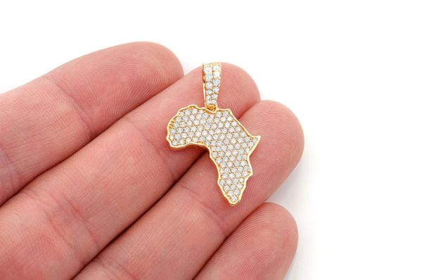 Africa Diamond Pendant 14k Solid Gold - 1.10 CTW