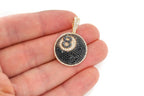 8-Ball Black & White Diamond Pendant 14k Solid Gold - 2.50 CTW