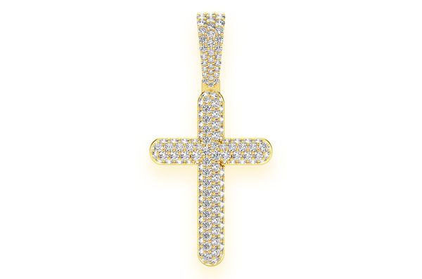14K Gold Cross Pendant Diamond-Accented Faith Symbol - 1.1 CTW