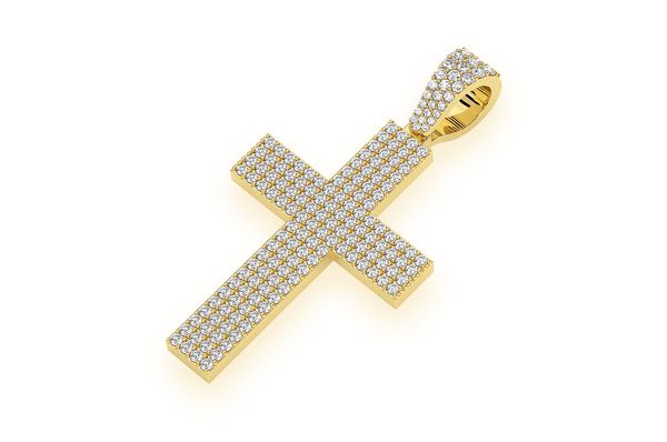 Men's Gold Cross Pendant - 1.15 CTW