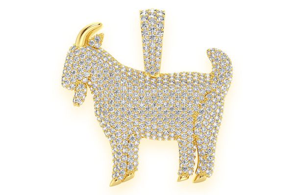 Standing Goat Diamond Pendant 14k Solid Gold - 4.00 CTW