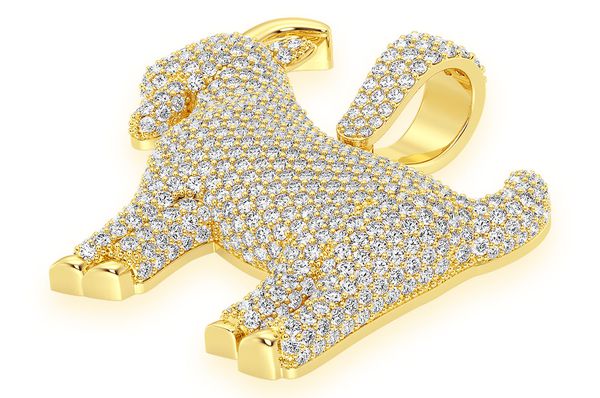Standing Goat Diamond Pendant 14k Solid Gold - 4.00 CTW