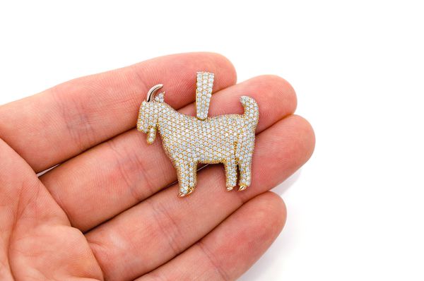 Standing Goat Diamond Pendant 14k Solid Gold - 4.00 CTW