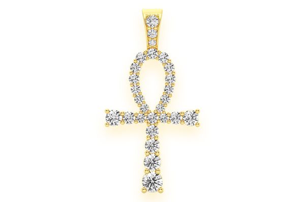 Ankh VVS Diamond Pendant 14K Solid Gold - 2.25 CTW