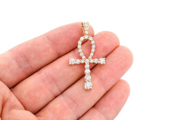 Ankh VVS Diamond Pendant 14K Solid Gold - 2.25 CTW