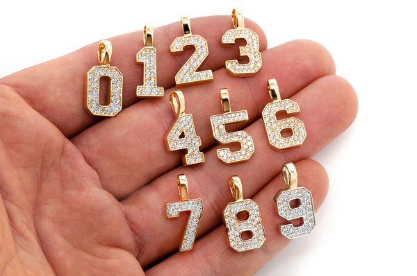 Medium Jersey Number Diamond Pendant 10k Solid Gold - 1.05 CTW