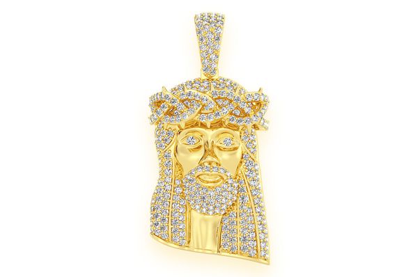 Experience Divine Elegance 10K Solid Gold Diamond Jesus Pendant - 1.5 CTW
