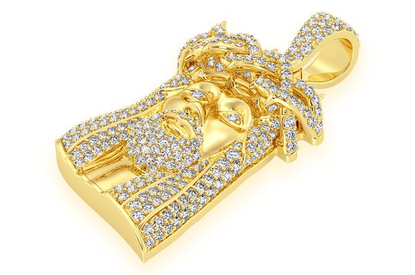 Experience Divine Elegance 10K Solid Gold Diamond Jesus Pendant - 1.5 CTW