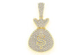 Money Bag Diamond Pendant 14k Solid Gold - 3.33 CTW