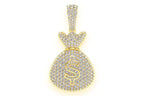 Money Bag Diamond Pendant 14k Solid Gold - 3.33 CTW