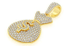 Money Bag Diamond Pendant 14k Solid Gold - 3.33 CTW