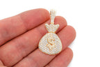 Money Bag Diamond Pendant 14k Solid Gold - 3.33 CTW