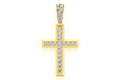 Mens 14K Gold Cross Pendant Necklace 1.15 CTW