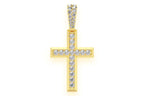 Mens 14K Gold Cross Pendant Necklace 1.15 CTW