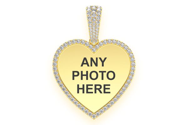 Heart Picture Diamond Pendant 14k Solid Gold - 1.25 CTW