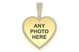 Medium Outlined Bezel Heart Photo Silver Pendant