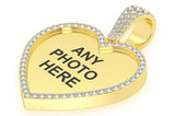 Medium Outlined Bezel Heart Photo Silver Pendant