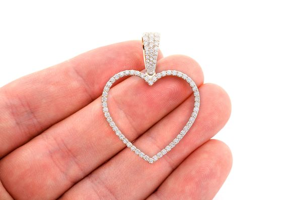 Heart Picture Diamond Pendant 14k Solid Gold - 1.25 CTW