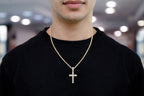Regal Baguette Diamond Cross Pendant 10K Gold Medium Royal Design